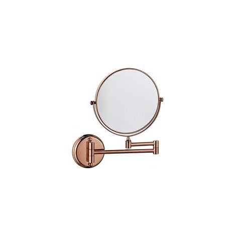 Wandmontierter, Doppelseitiger, Faltbarer Und Drehbarer Kosmetikspiegel Mit 3-facher Vergrößerung Und 15 Cm Großem Bildschirm, Für Badezimmer, Wc Und Schlafzimmer, Roségold