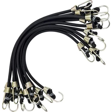 10 Stück Elastische Kordeln Mit Mini-haken, Robuste Universal-gummikordeln Für Zelte, Camping, Motorräder, Anhänger, Gepäckwagen Und Fahrräder, Schwarz