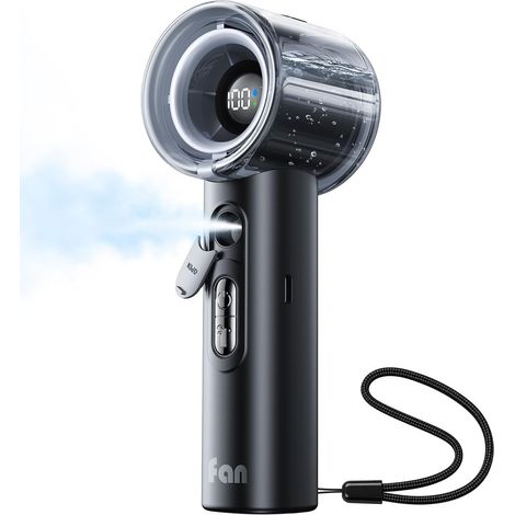 Kimmoo Tragbarer Handventilator Mit Turbofunktion Und Sprühnebel, Leistungsstark Mit 25.000 U/min, Geschwindigkeitsstufen 1–100, 50-ml-wassertank, Usb-aufladbar, Ideal Für Reisen, Outdoor-aktivitäten,