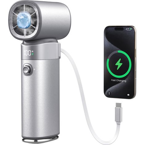 Eiskühler-turbo-handventilator: 10000 Mah 22,5 W Powerbank Für Handys, Wiederaufladbarer Akku, 100 Geschwindigkeitsstufen, Einstellbarer Mini-handventilator Für Outdoor-aktivitäten, Reisen, Camping, B