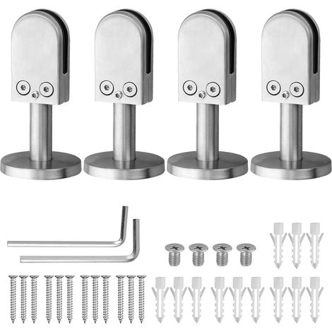 Proster 4 Stück Glasklemmen, Mittlere Größe (8-9 Mm), Edelstahl – Rostfreier Glashalter Mit 12 Befestigungsschrauben, Wand- Oder Bodenmontage Für Geländer, Treppen Und Handläufe
