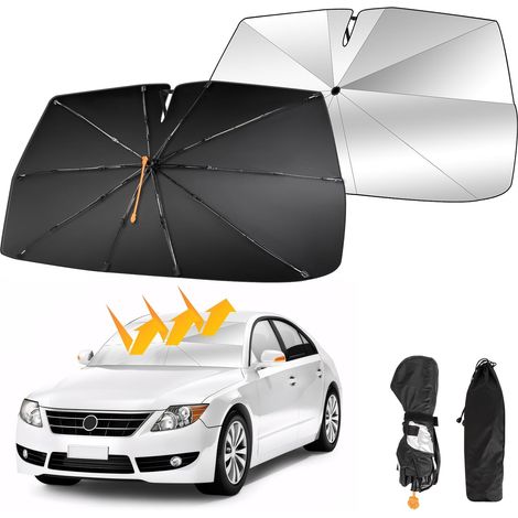360° Drehbare, Faltbare Auto-sonnenblende – Sonnenschirm Mit Federgelagertem Faltmechanismus, Geeignet Für Uv-schutz, 140 X 74 Cm (55 X 29 Zoll)