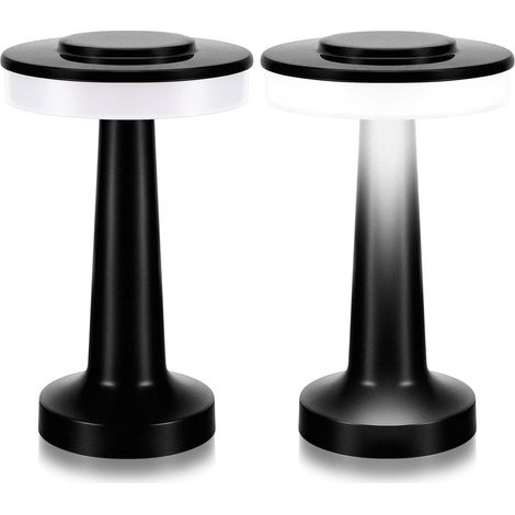 Kabellose Led-schreibtischlampe, Mattschwarz, 12,5 X 12,5 X 20,5 Cm, 2er-pack, 2 W, 3 Lichtfarben, Tragbare Kabellose Lampe Mit Berührungssensor