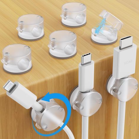 Agptek 8-teiliges Set Magnetischer Kabelclips, Kabelaufbewahrungsclips Mit Selbstklebender, Verstellbarer Und Um 360° Drehbarer Halterung Für Hdmi, Telefon, Usb, Für Zuhause Und Büro, Transparent