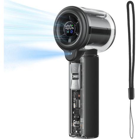 Cokunst Handventilator Mit Sprühfunktion, 3000 Mah Akku, Usb-wiederaufladbar, 100 Geschwindigkeitsstufen, Led-anzeige, 16.000 U/min, Mini-turboventilator Für Reisen, Outdoor-aktivitäten, Camping, Wimp