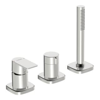 Hansa Fertigmontageset HANSASTELA 3-Loch-Wann- + Br-EHM, Drehumst., chr
