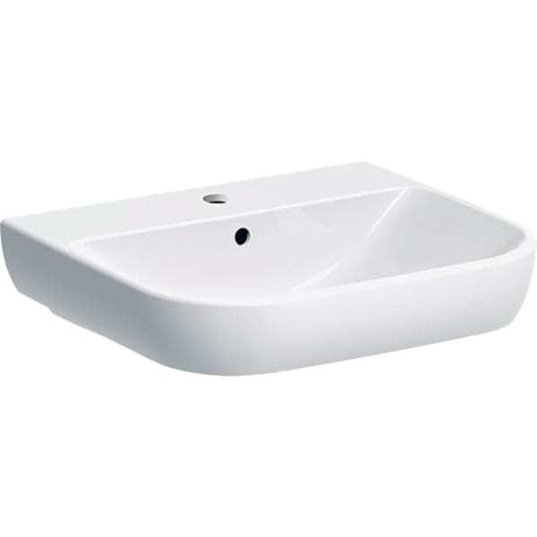 Geberit Waschtisch Smyle 55x48cm, we., mit Hahnloch, mit Überlauf