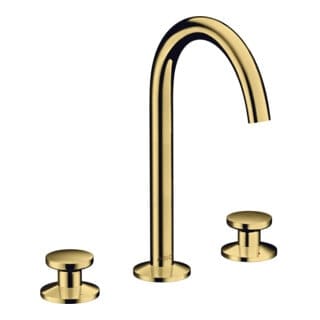 hansgrohe 3-Loch-Waschtischarmatur Sel. 170 Axor One A 140mm, m Pus-Op-Abl, pol. gol opt