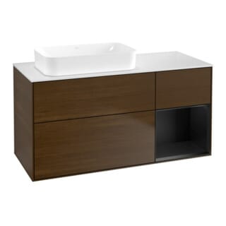 V&B Waschtischunterschrank Wandbeleuchtung Finion 120x60 cm, Reg re bla m Lac, wal veneer