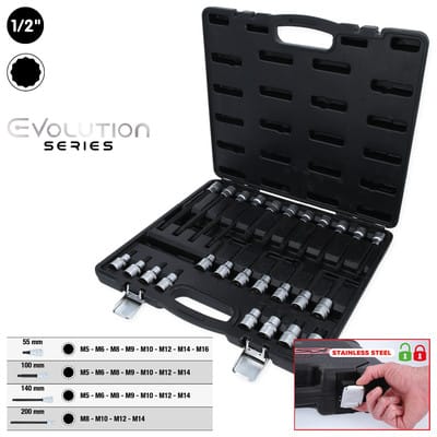 KS Tools 1/2" Bit-Stecknuss-Satz für Vielzahn (XZN)-Schrauben, 26-tlg