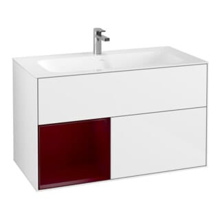 V&B Waschtischunterschrank Wandbeleuchtung Finion 99,6x59,1cm, Reg li Peo, glo wh. lacquer
