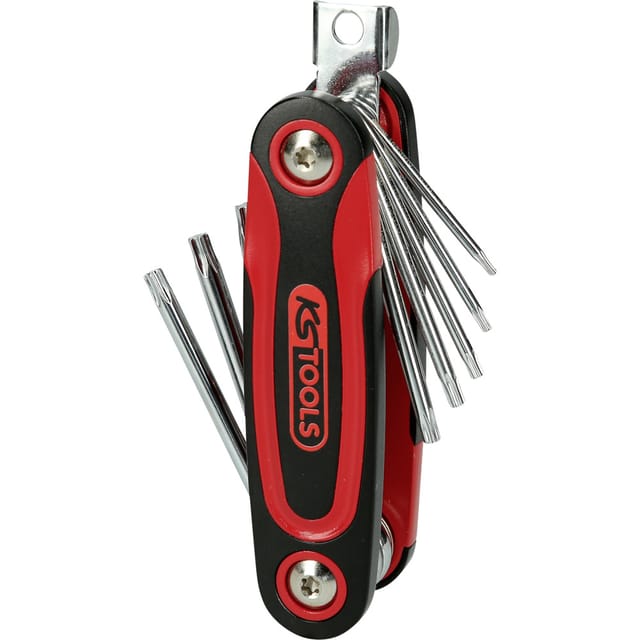 KS Tools CHROMEplus TX-Winkelstiftschlüssel-Klapphalter, 8-teilig