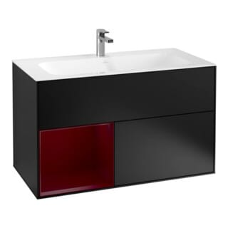 V&B Waschtischunterschrank Wandbeleuchtung Finion 99,6x59,1cm, Reg li Peo, bla m lacquer