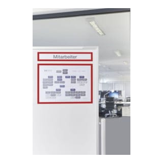 Magnetoplan magnetofix-Magnetrahmen Topsign, 5 Stück, rot, A4 quer/A3 hoch 319 x 52 mm