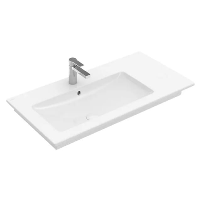 V&B Möbelwaschtisch VENTICELLO 100x50cm, m HL, m ÜL, links, weiß C-plus