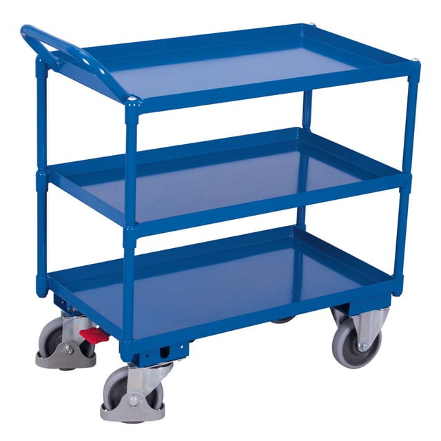 VARIOfit Tischwagen mit 3 Ladeflächen 845 x 495 mm Schiebegriff nach oben gerichtet