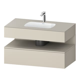 Duravit Einbauwaschtisch-Möbel-Set Qatego 100x55x60cm, T m, Konsolen-Waschtischunterbau, Nischenb