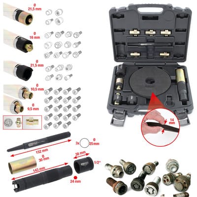 KS Tools Felgenschloss-Demontage-Satz, 15-tlg