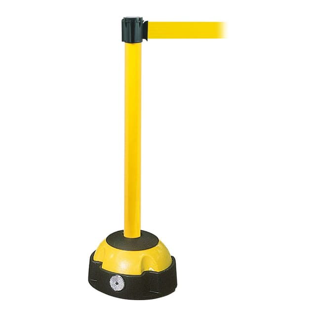 Moravia Gurt-Warnständer MORION gelb mit gelbem Gurtband Länge 3000 mm, 60 x 985 mm