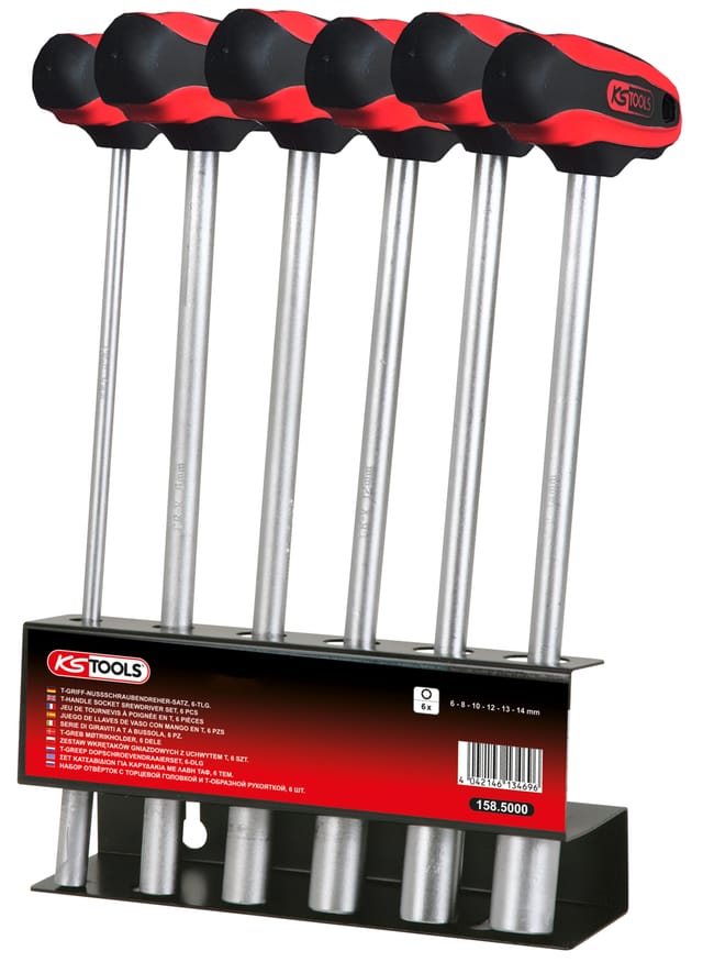 KS Tools CHROMEplus T-Griff-Nussschraubendreher-Satz, 6-teilig, 6-14mm