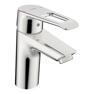 Hansa Waschtisch-Einhebelmischer HANSAPOLO c, Bügelh, Kettenh. o. Ket., Ausl. 110mm