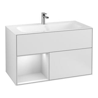 V&B Waschtischunterschrank Finion Reg li wh. m lacquer, White matt lacquer
