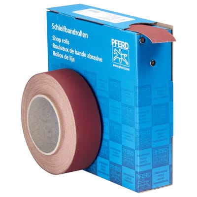 PFERD TOOLS Korund Schleifbandrolle Gewebe SBR Breite 38 mmxLänge 25m A400 für universelle Anwendung