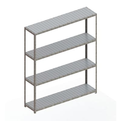 Meta Weitspannregal Speed Rack 2970 x 2500 x 600 mm verzinkt + 4 Fachebenen + Stahlpaneelen