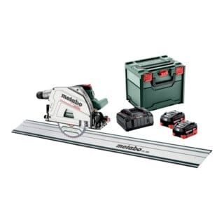Metabo Akku-Tauchkreissäge KT 18 LTX 66 BL Set mit Führungsschiene FS 160; metaBOX 340; 18V 2x8Ah LiHD + ASC 145