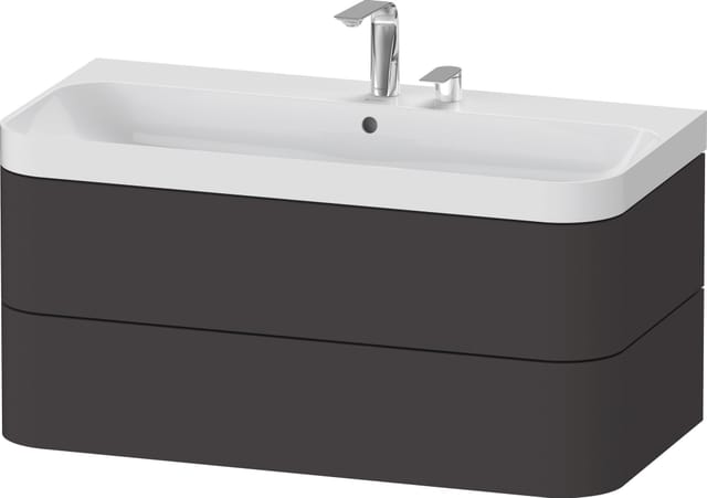 Duravit Möbelwaschtisch Happy D.2 Plus 97,5x49cm, 2 HL, graph matt, 2 Schubk.