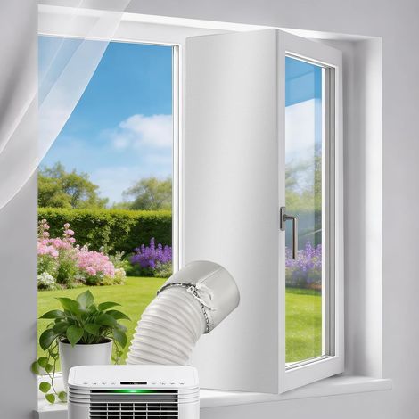 4m Qoosea Fensterdichtungsset, Tragbarer Klimagerät Mit Klettverschluss Und Befestigungsmaterial, Kein Bohren Erforderlich, Für Tragbare Klimageräte, Wäschetrocknerauslässe, Drehkippfenster, Wiederver
