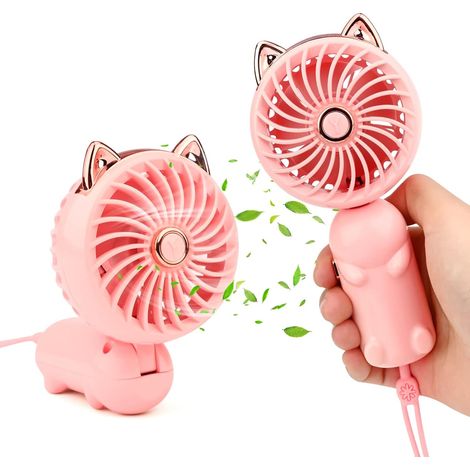 Kleiner, Wiederaufladbarer, Tragbarer Ventilator, Handventilator Mit 3 Geschwindigkeitsstufen Für Zuhause, Büro Und Reisen (pink)