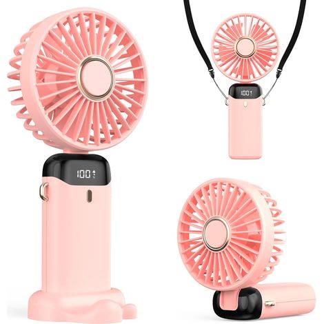 Tragbarer Usb-ventilator Mit 800 Mah, Led-anzeige, 3-in-1-funktion (hand-/nacken-/tischventilator), Faltbar Und Um 90° Neigbar, Ideal Für Sommer, Büro, Schlafzimmer, Reisen, Geschenk Für Erwachsene Un