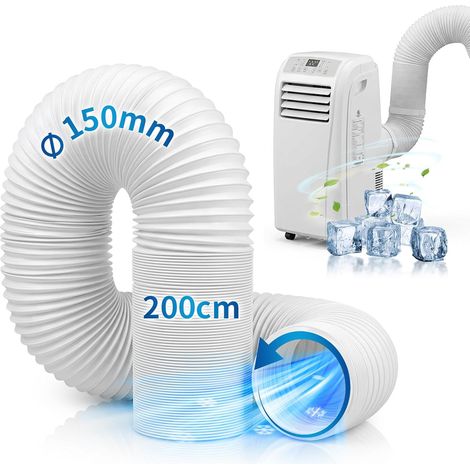 Tragbarer 150-mm-abluftschlauch Für Klimaanlagen – 2 Meter Flexibles, Verstärktes Pvc Mit Linksgewinde – Lüftungsschlauch Für Klimaanlagen, Wäschetrockner, Dunstabzugshauben Und Lüftungssysteme