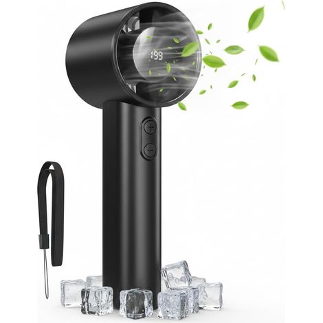 Tragbarer Handventilator Mit Turbofunktion, Akku, Einstellbarer Geschwindigkeit (1–199), Bis Zu 13 Stunden Laufzeit, Digitalanzeige, Ideal Zum Lernen, Arbeiten, Reisen, Campen, Als Sommergeschenk, Sch
