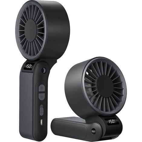 Mini-ventilator, Usb-aufladbar, 150 Geschwindigkeitsstufen, Led-anzeige, Handlicher Turboventilator Mit 3000-mah-akku, 102° Verstellbarer Neigungswinkel Für Reisen, Büro Und Zuhause, Schwarz