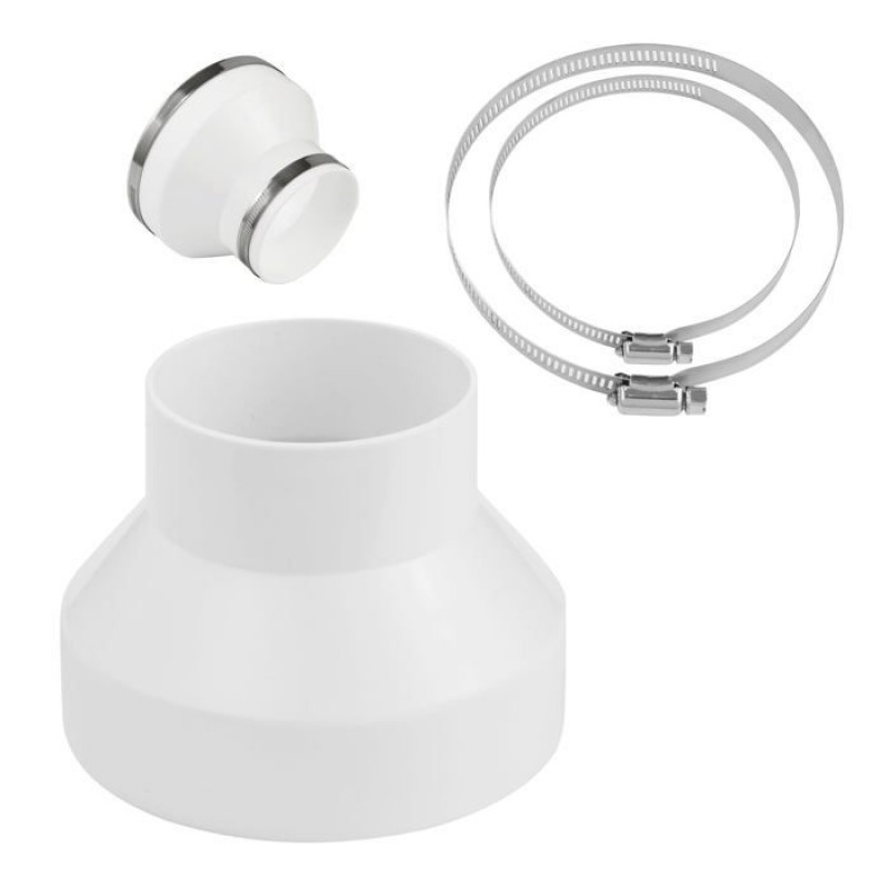 150–100 Mm Lüftungsadapter, 1 Stück – Mit 2 Edelstahl-abs-klemmen – Für Runde Lüftungskanäle