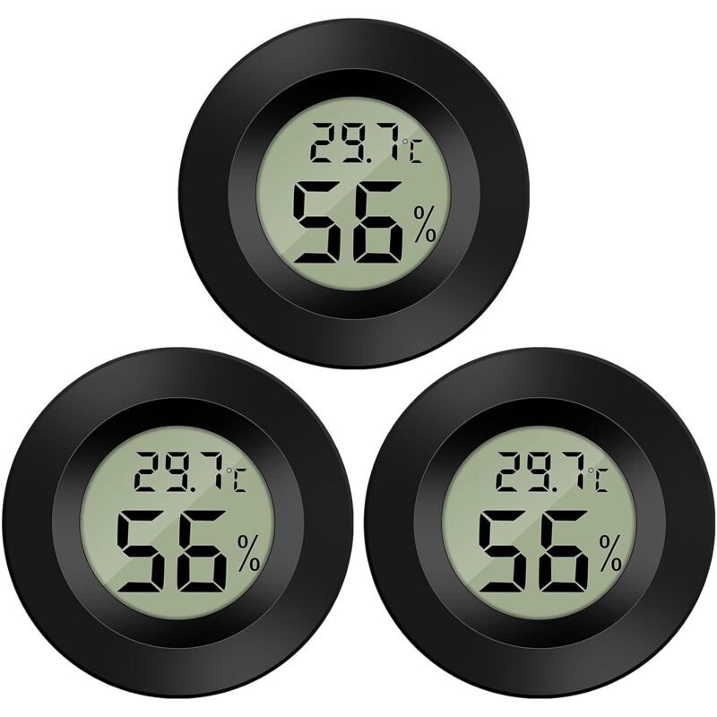 3 Stück Mini-digital-lcd-thermometer-hygrometer, Tragbar, Temperatur- Und Feuchtigkeitsanzeige, Thermoindikator Für Büro, Küche, Humidore,