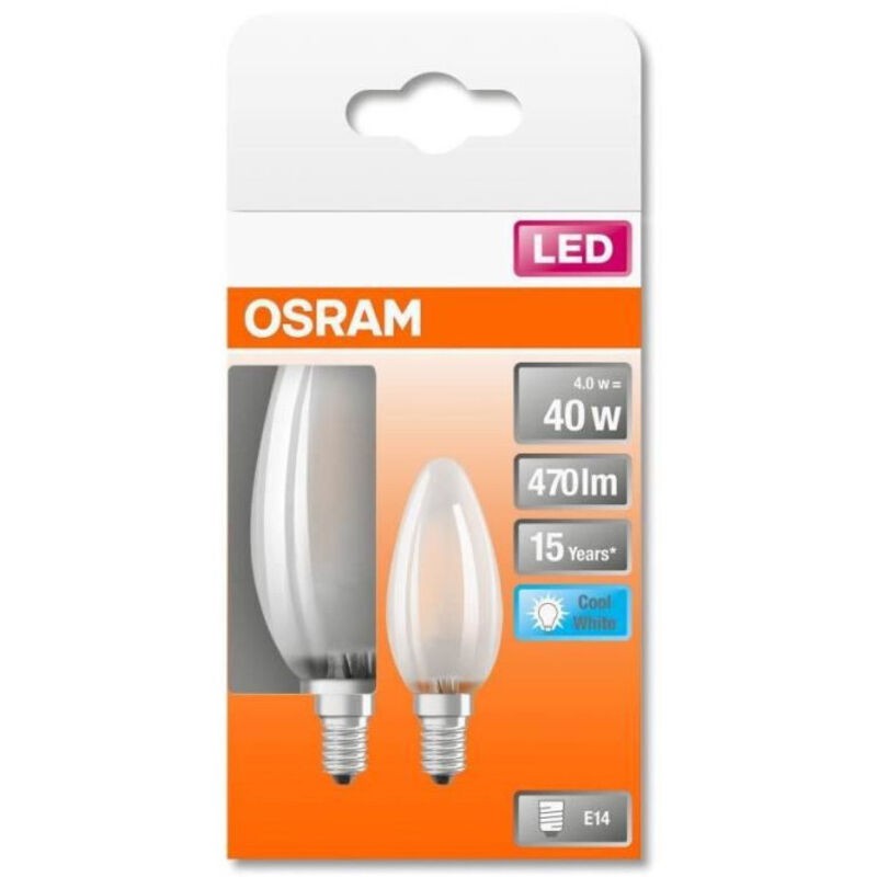 - Led-lampen Mit Mattiertem Glas, Flammenform, 4 W, E14, 470 Lm, 4000 K, Frd, 2er-pack - - Led-lampen Mit Mattiertem Glas, Flammenform, 4 W, E14, 470