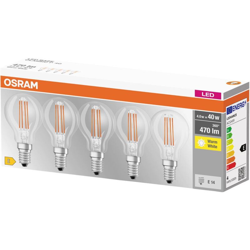 4w E14 Warmweiße Led-glühlampen Mit Kugelförmigem Glühfaden, 5er-pack