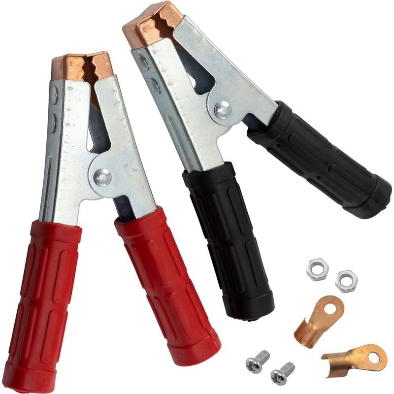 Satz Mit 2 12/24v 500a Batterie-/starthilfeklemmen/krokodilklemmen - Rot (positiv) Schwarz (negativ)