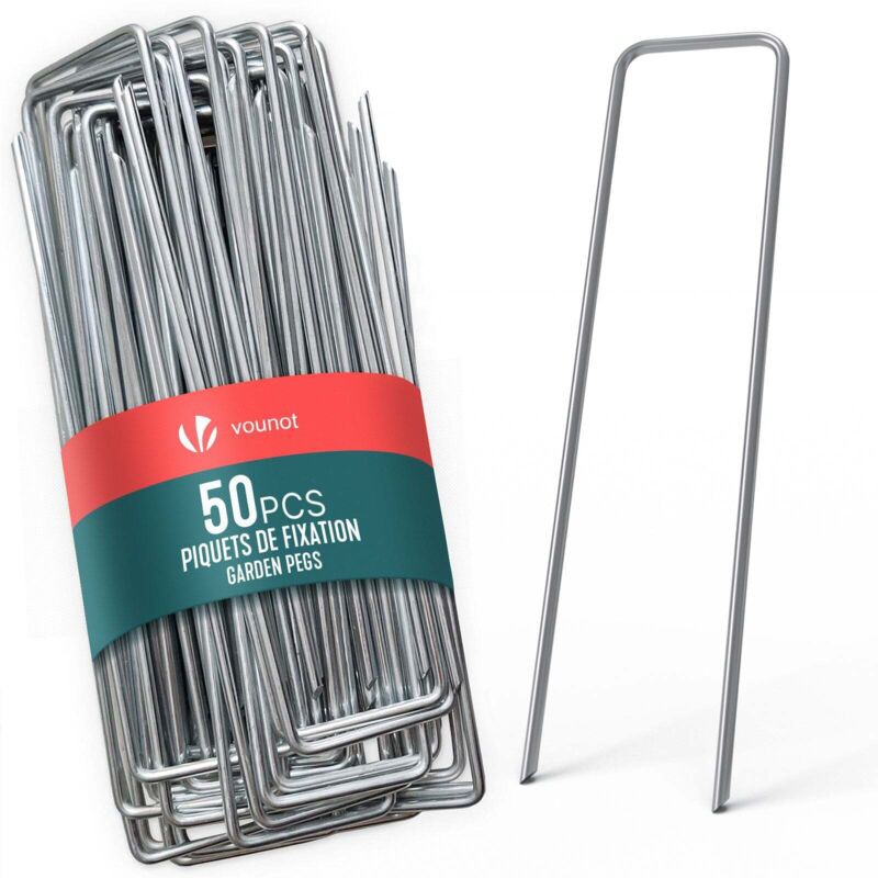 ® Lot De 50 Piquets De Fixation En Métal Galvanisé - Agrafes De Jardin En Forme De U - 150x30mm Ø3mm