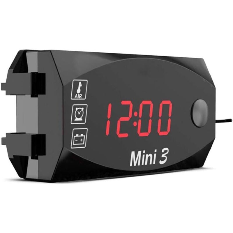 1pc 12v Moto Horloge Numérique Voltmètre Thermomètre Moto Refit Accessoire 3 En 1 Mètre Électronique Pour Moto, Rouge De Haute Précision