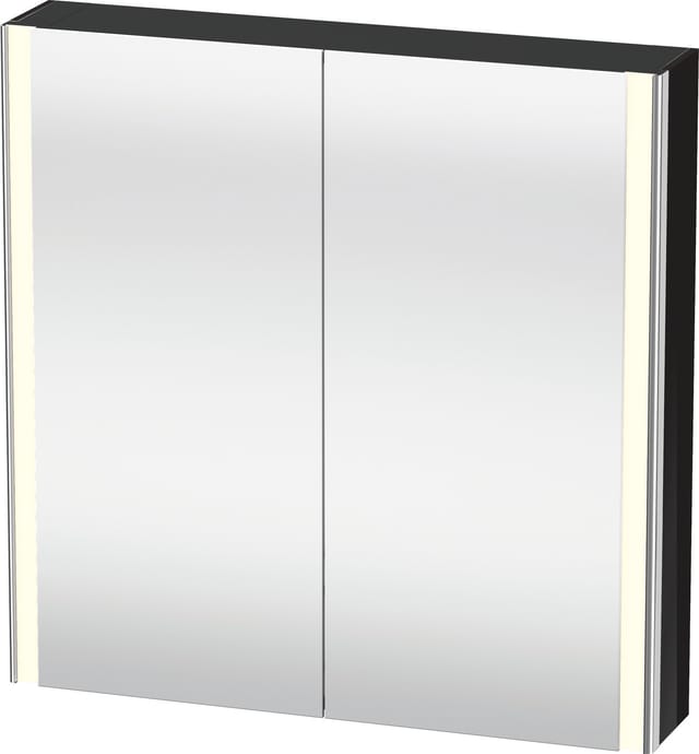 Duravit Universal-Spiegelschrank XSquare 80x80x15,5cm, sw hochglanz, 2 Tür, LED