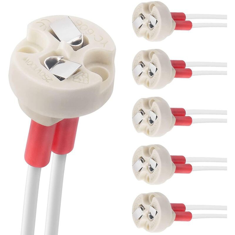 Base De Bi-pin, G4, Gu5.3, G6.35, Gy6.35, Gx5.3 Mr16, Gz4 Mr11, Support De Lampe De Corps En Céramique À Douille Incandescente Halogène (6pcs)