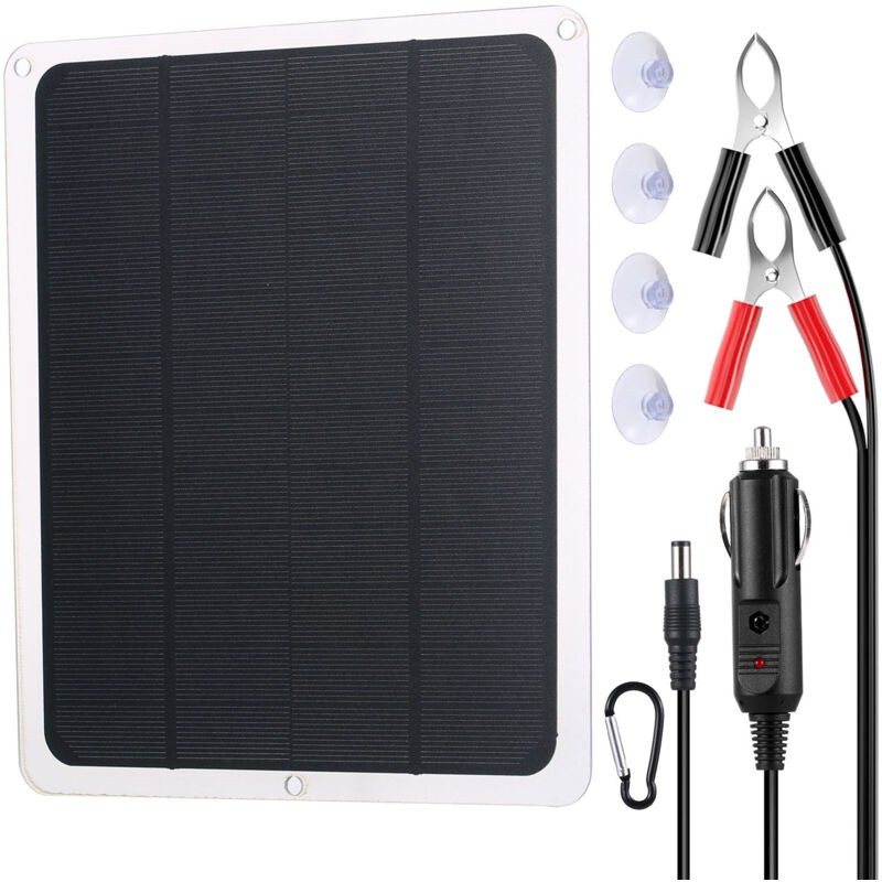 Chargeur De Batterie Solaire Amélioré, Mainteneur De Charge De Panneau Solaire Étanche Portable 12 V, Kit De Charge De Maintien Pour Voiture,