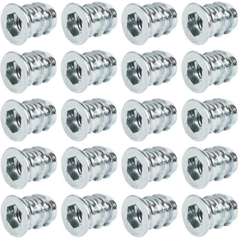 20x Manchon À Visser Acier Avec Bord De Recouvrement Vis Allen 6 Pans Creux Chc Sw Meuble Bois, M6 X 13mm Zingué