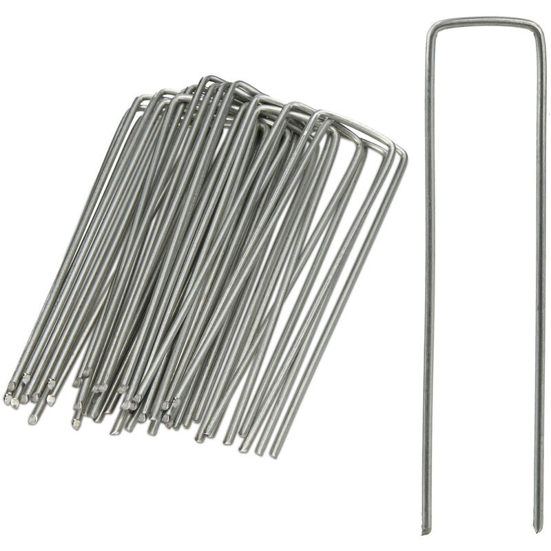 Relaxdays Piquet De Fixation Lot De 25 Sardines Tente Piquet Ancrage Sol Jardin 15 Cm Longueur Acier Galvanisé, Argent