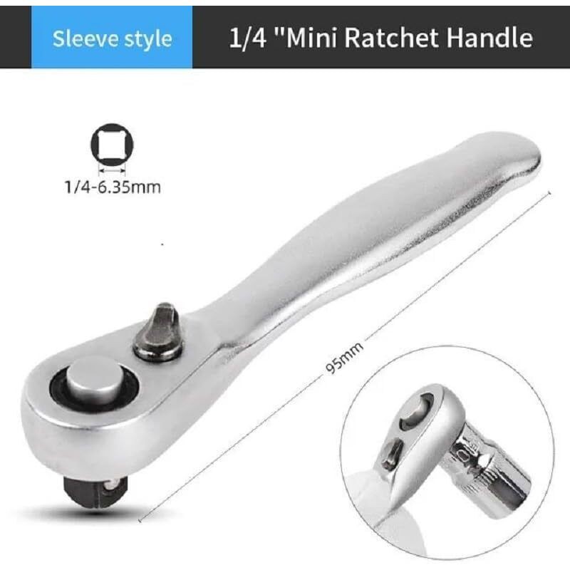 Mini 1 / 4 Pouce Double Tête Rapide Manche Cliquet Clé Tige Tournevis Tête Outil Set