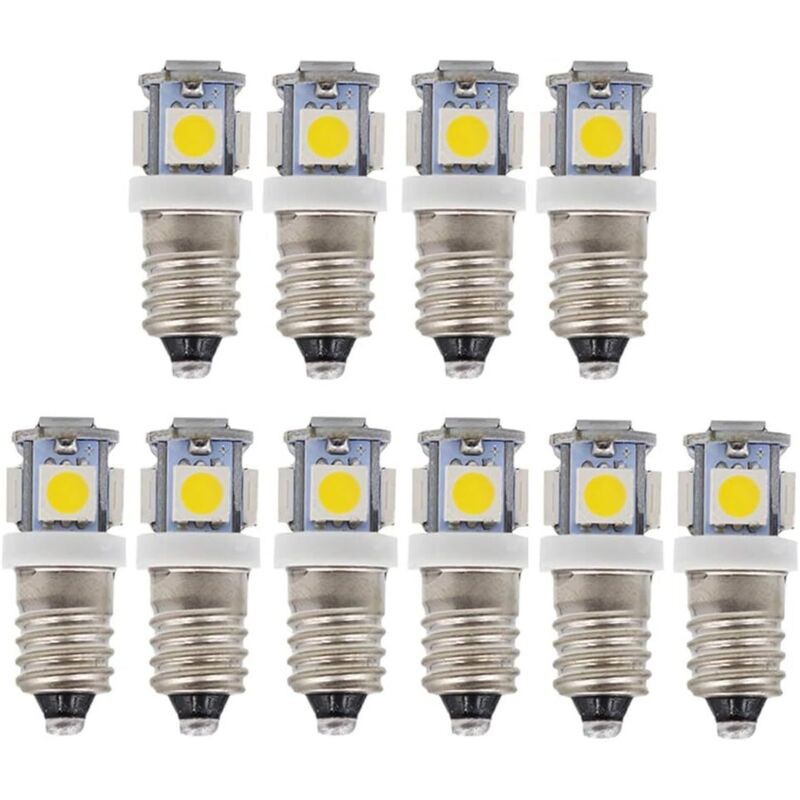 10pcs E10 6v Blanc Froid Ampoules Led 5smd 0,5 W 50lm Les Lamp（blanc Chaud）